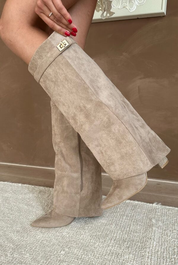 Ladies Knee High Boots | Suede Look Comfortable Heel | Chic Design