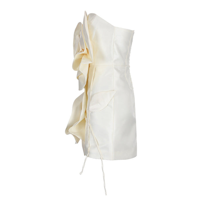 Veyra | Strapless Rose Appliqué Mini Dress