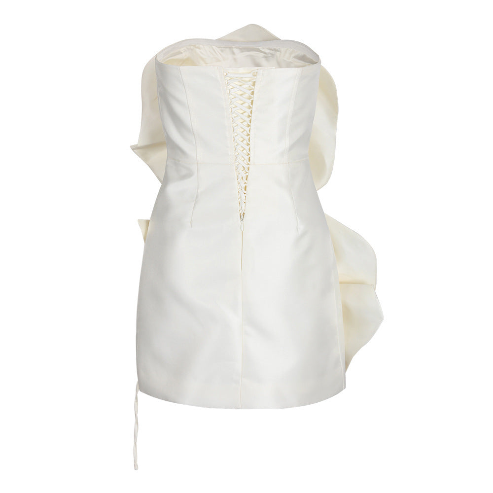 Veyra | Strapless Rose Appliqué Mini Dress