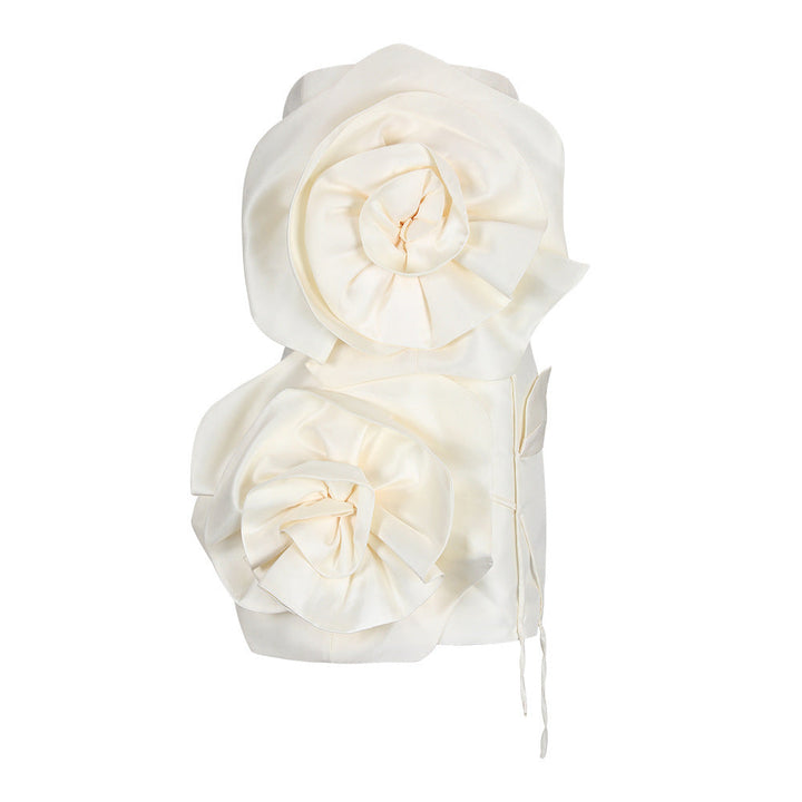 Veyra | Strapless Rose Appliqué Mini Dress