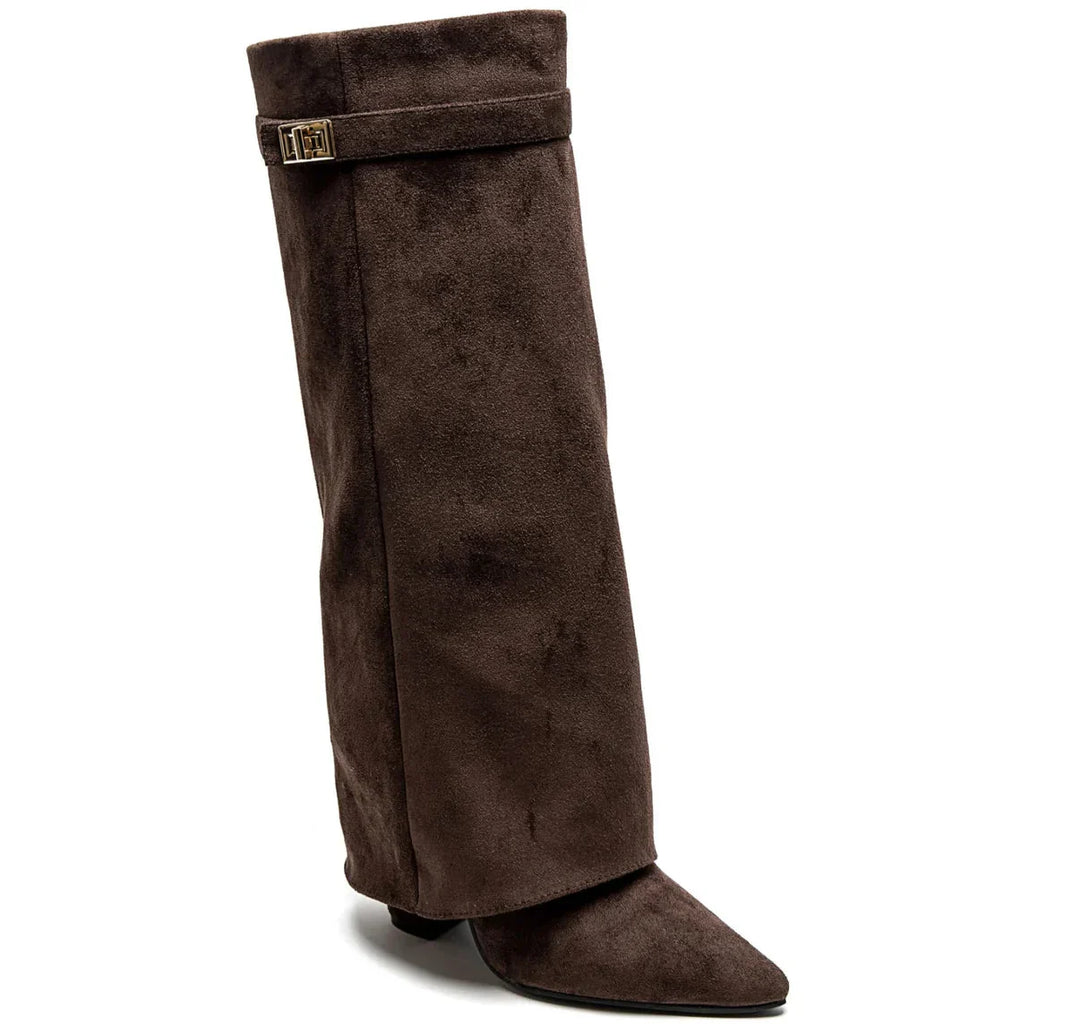Ladies Knee High Boots | Suede Look Comfortable Heel | Chic Design