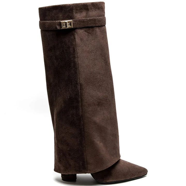 Ladies Knee High Boots | Suede Look Comfortable Heel | Chic Design